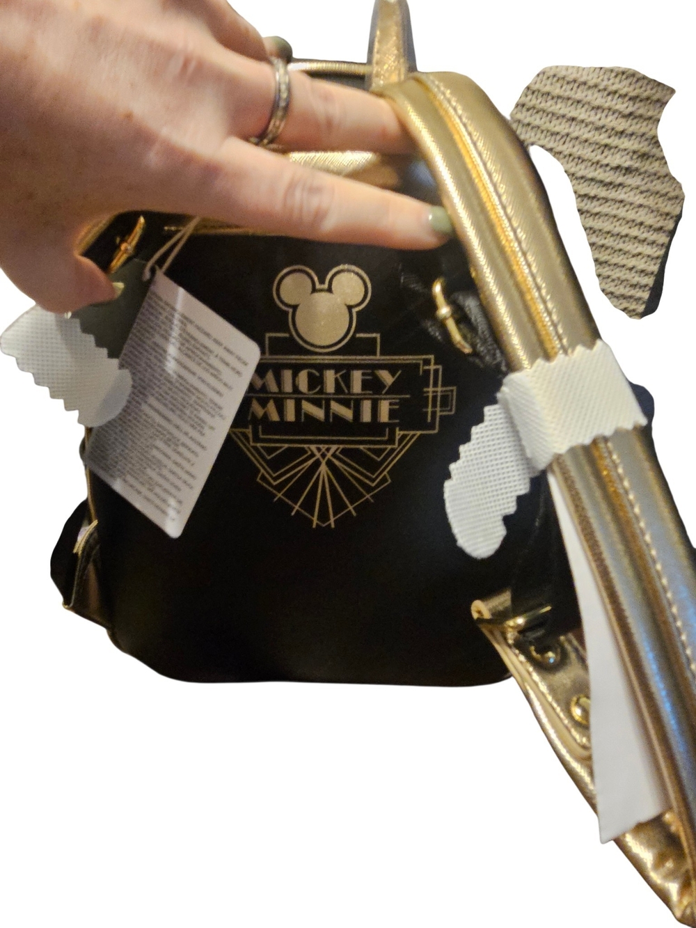 Disney Black & Gold Art Deco Mickey & Minnie Great Gatsby Backpack - Picture 8 of 10